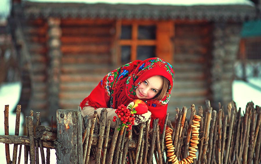 Sexy girl Women in Slavic costumes in Huzhou